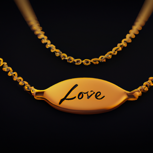 שרשרת זהב יפה עם מסר אהבה רשום