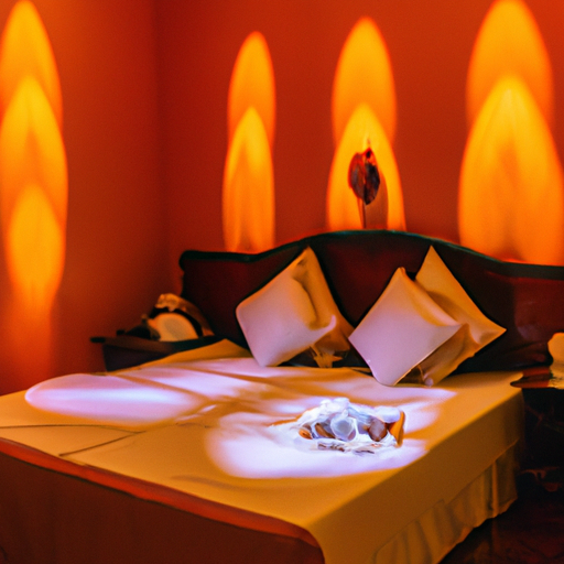 חדר מלון בסגנון תאילנדי מסורתי עם אלמנטים תרבותיים ויצירות אמנות.
